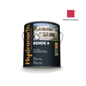 Tinta Rende+ Acrílica Vermelho Grafiatto Fosco - Galão 3,6 Litros - Hydronorth