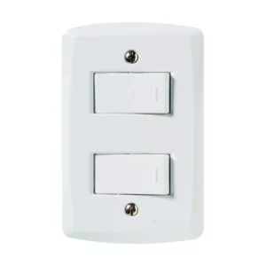 Interruptor Tramontina Branco 2 Teclas Simples 2x4 C/ Placa