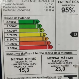 Zagonel Chuveiro Elétrico Branco Ss 3t, 5400w 110v - Imagem 4