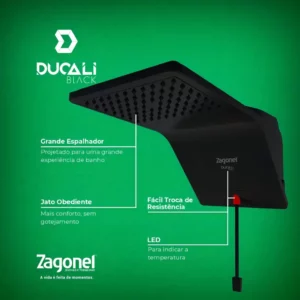 Ducha Eletrônica Ducali 127 Volts Preta - 5500 Watts - Zagonel - Imagem 3