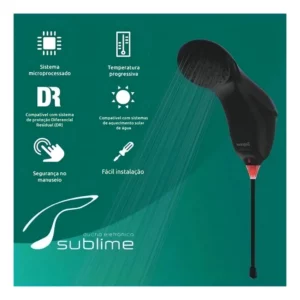 Ducha Eletrônica Sublime 127 Volts Preta - 5500 Watts - Zagonel - Imagem 5