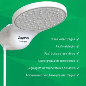 Ducha Eletrônica Moment 220 Volts Branca - 7500 Watts - Zagonel