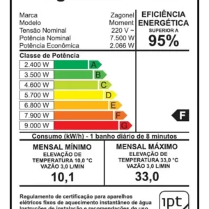 Ducha Eletrônica Moment 220 Volts Branca - 7500 Watts - Zagonel - Imagem 4