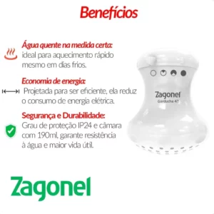 Ducha Gorducha 4 Temperatura 5700w 220v Branca - Zagonel - Imagem 4