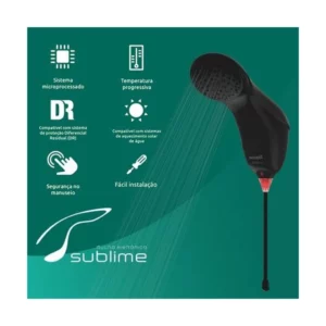 Chuveiro Ducha Sublime Eletrônica 7500w 220v Black - Zagonel (ref: Dsbel75220bl03) - Imagem 5